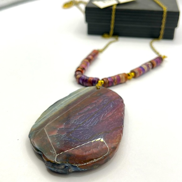 PANACEA Long Stone Pendant Necklace, Purple - Picture 3 of 4